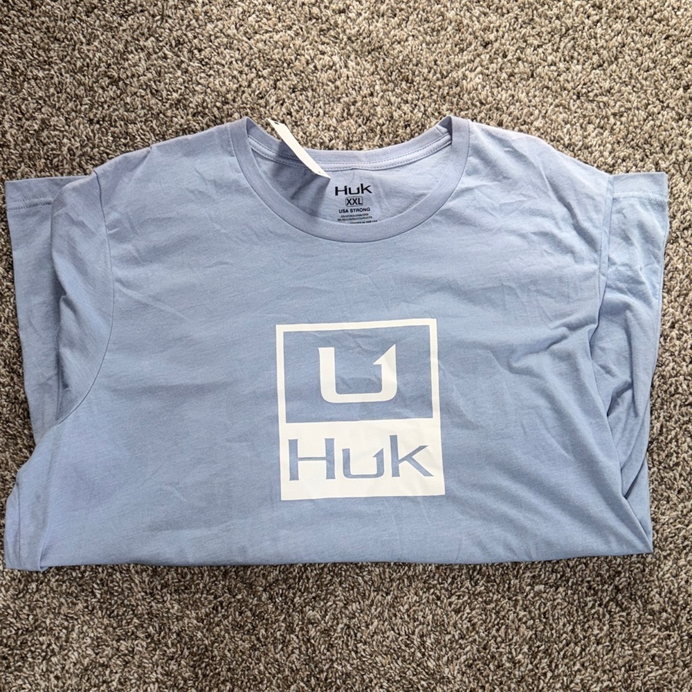 Men’s Huk  Light Blue Logo Tee